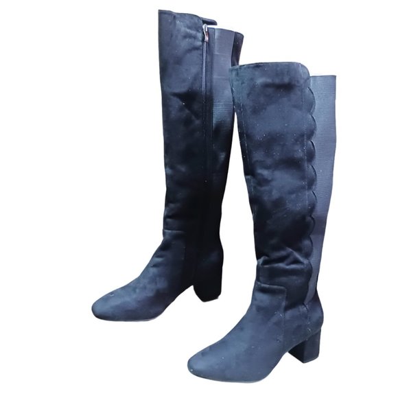 * NWOT EY Boutique black suede look Boots Size 10 - Picture 2 of 6